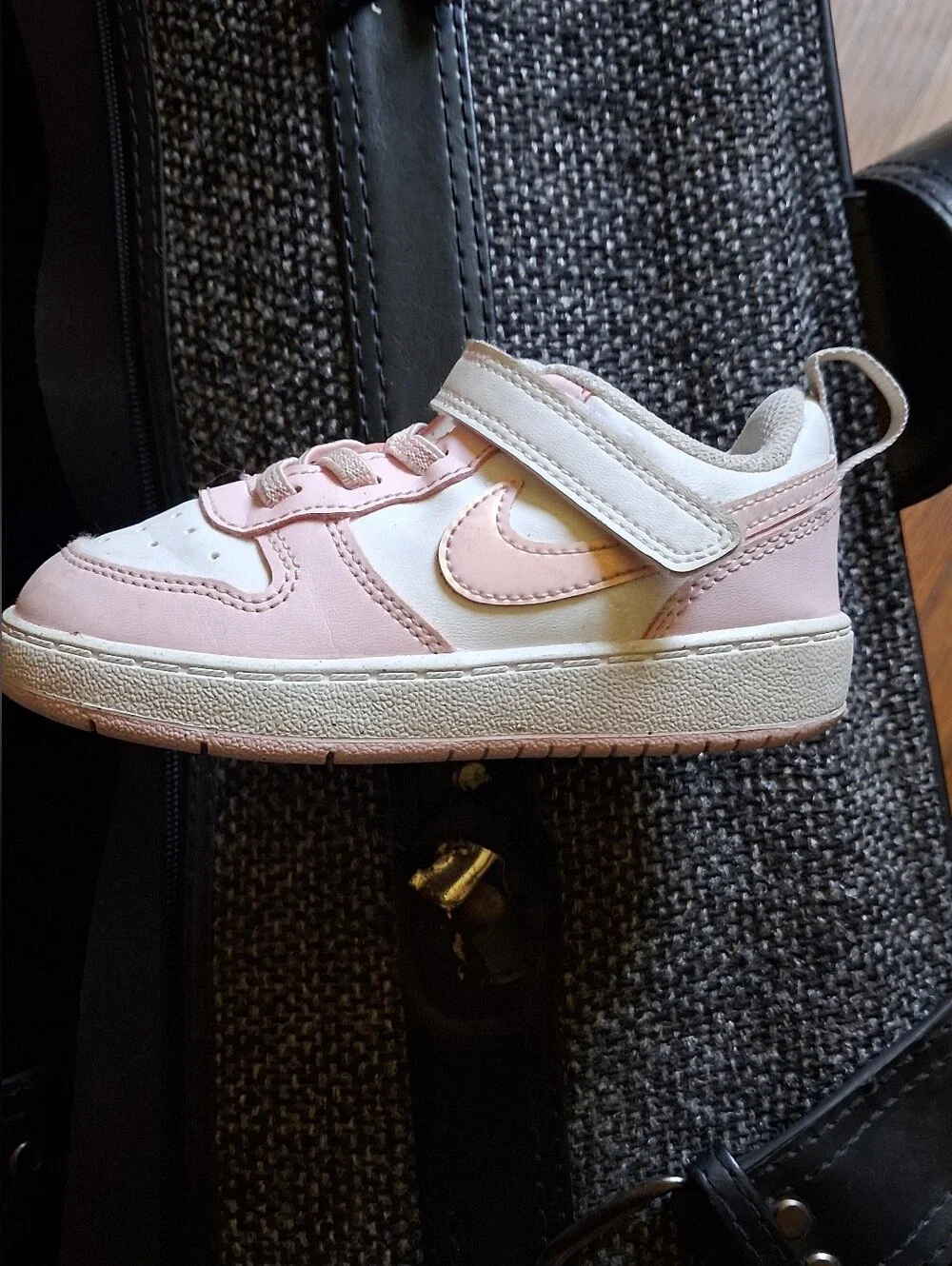 Nike Kids Pink and White High-Top Velcro Sneaker